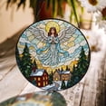 thumbnail image 1 of Angel over Winter Village Glass Suncatcher, Christian Holiday Window Art, Christmas, 7.9 in, 1 of 3
