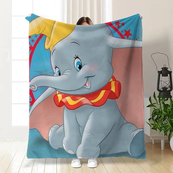 [Angel's Bazaar] [60x50inch] Dumbo Elephant Pattern Blanket, Soft Warm Throw Blanket, Air-conditioned Room Blanket, Warm Nap Blanket for Home Bedroom Living Room