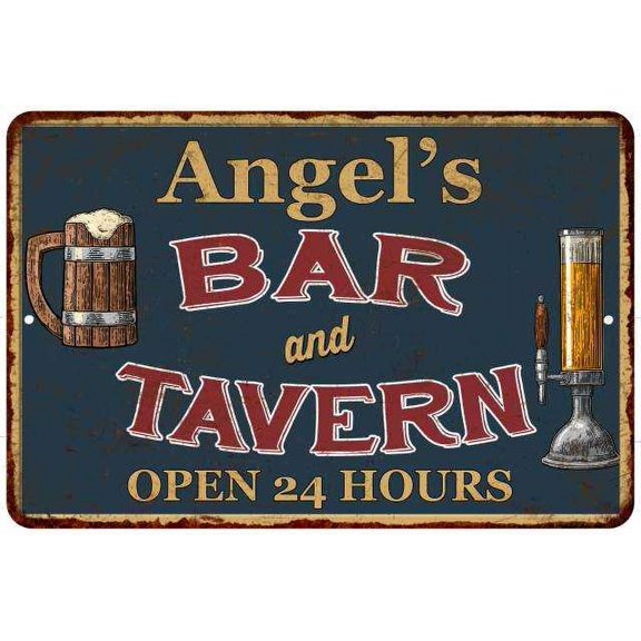 Angel's Green Bar & Tavern Rustic Sign Decor 8x12 108120047171