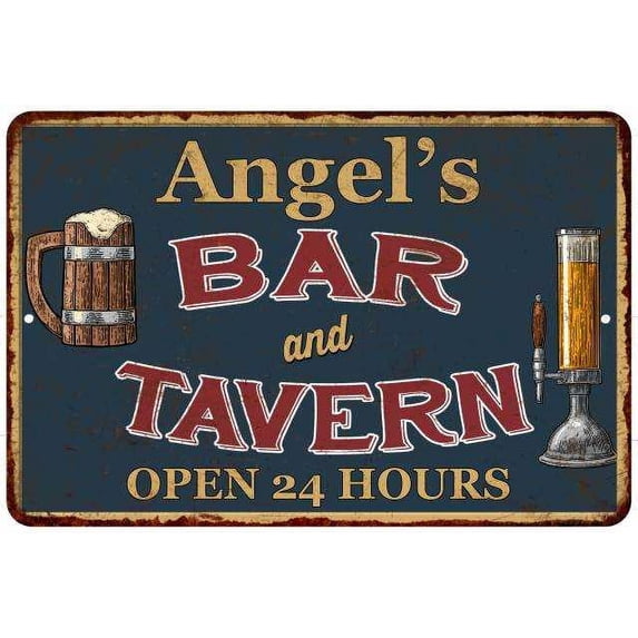 Angel's Green Bar & Tavern Rustic Sign Decor 8x12 208120047171