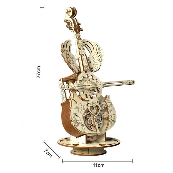 Angel's Wing Cello 3D DIY Wooden Puzzle Music Box Handmade Educational With LED Light Handcrafted Musical
