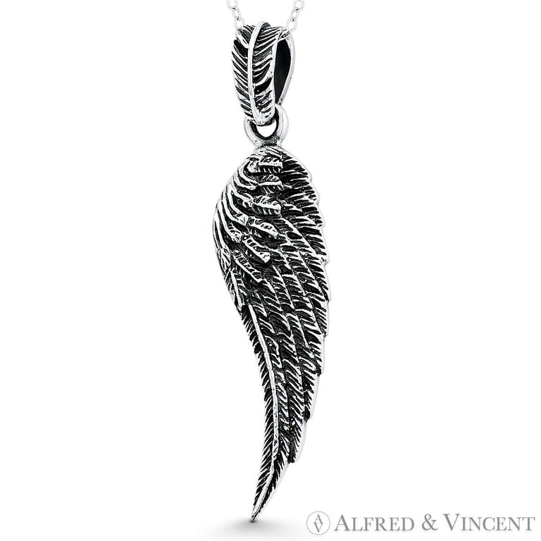 Angel Wing Charm Antiqued Sterling Silver Angel Wing Charm Antiqued Sterling Silver