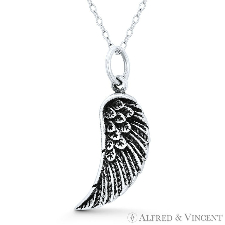 Angel Wing Charm Antiqued Sterling Silver Angel Wing Charm Antiqued Sterling Silver