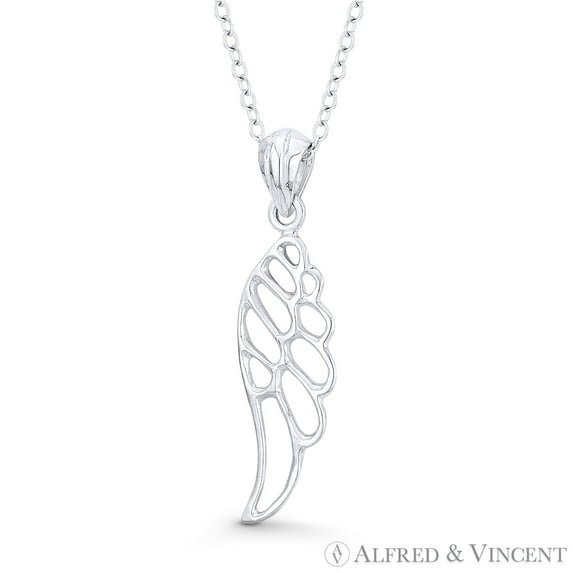 Angel's Wing Charm Open-Cutout Pendant & Chain Necklace in .925 Sterling Silver