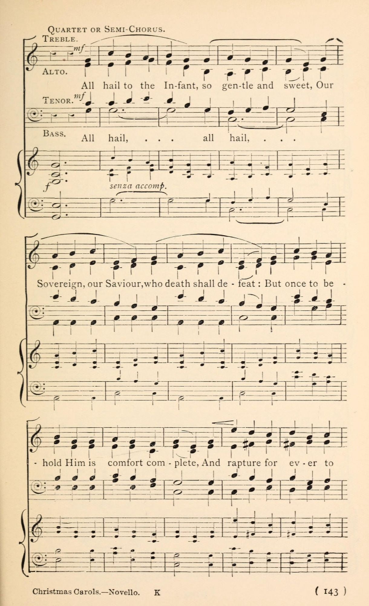 Angel & the Shepherds 6 Christmas Carols New & Old 1850 Canvas Art - (24 x 36)