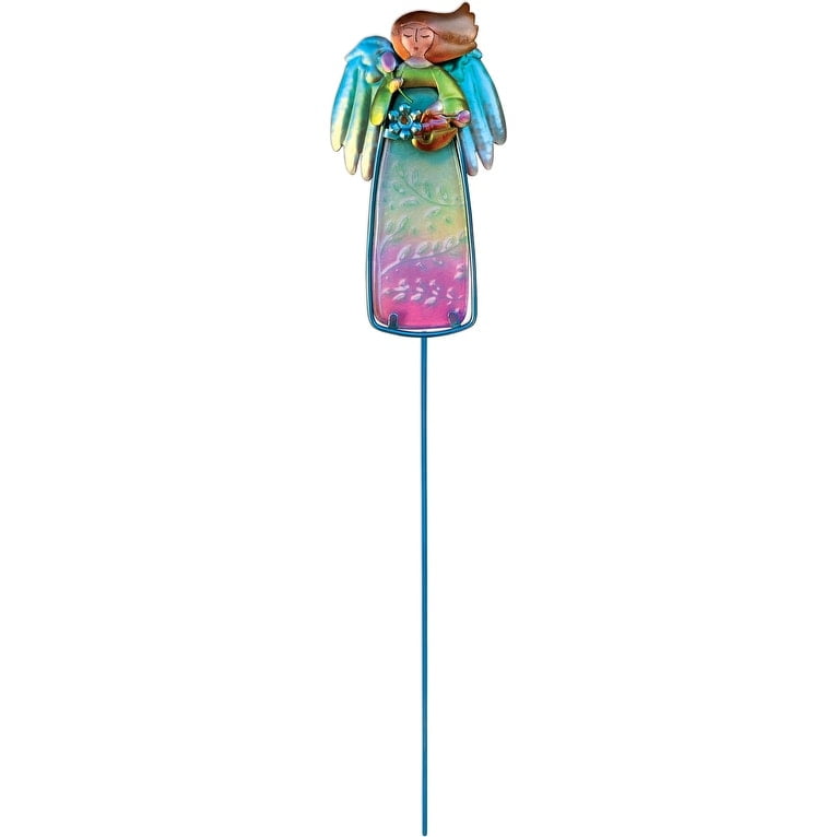 Multicolor Glass Angel with Basket Garden Plant Pick
