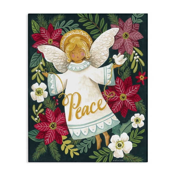 Angel with Peace & Botanicals Canvas Wall Art, design by Diane Kater