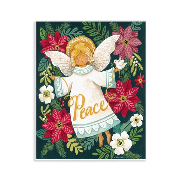 Angel with Peace & Botanicals Wall Plaque Art, design by Diane Kater