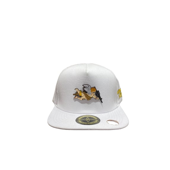 Angel with machine gun white cap
