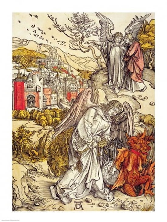 Angel with the Key of the Abyss 1498 Canvas Art - Albrecht Durer (24 x 36)