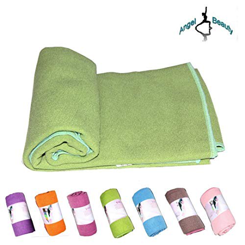 AngelBeauty Hot Yoga Towel with Carry Bag Microfiber Non Slip Skidless Yoga Mat Towels for