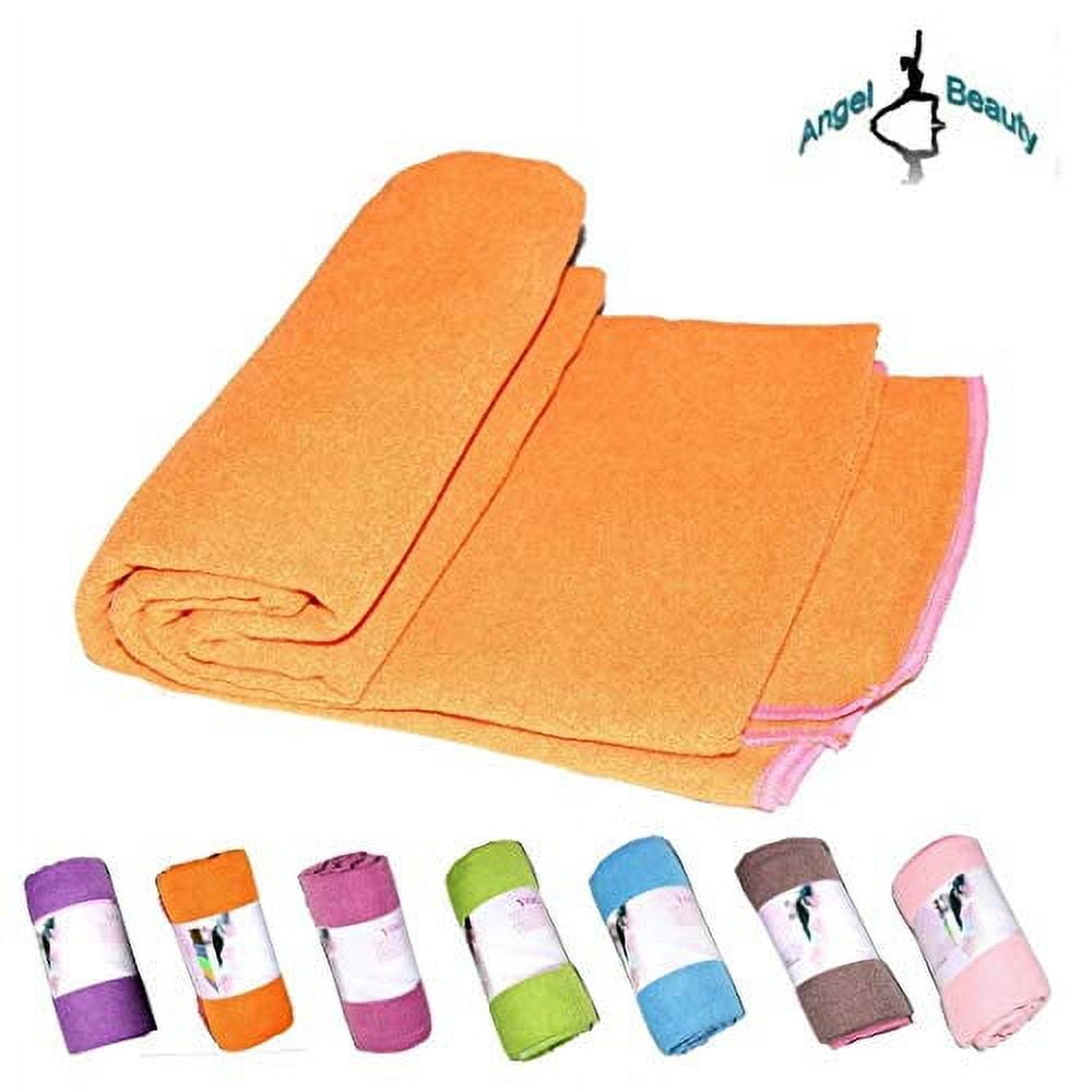 AngelBeauty Hot Yoga Towel with Carry Bag - Microfiber Non Slip Skidless Yoga  Mat Towels for Yoga, Exercise, Fitness, Pilates (Orange) 