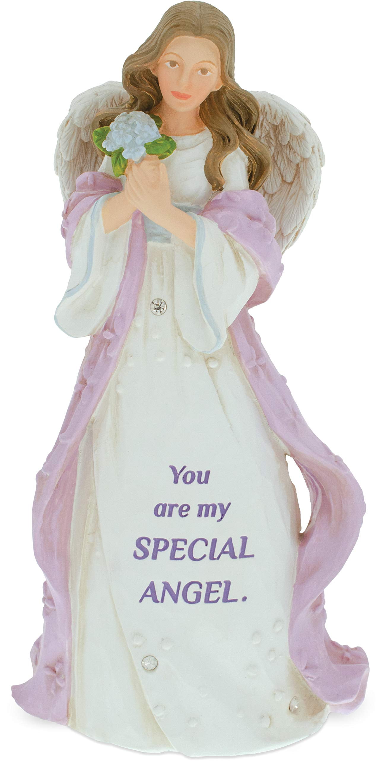 6-Inch Multicolored Resin Angel Figurine with Heart Wings