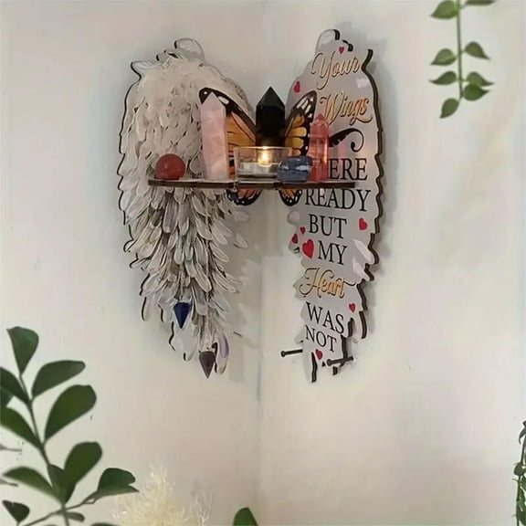 AngelWings Wall Mounted Corner Shelf Wooden Floating Shelves for