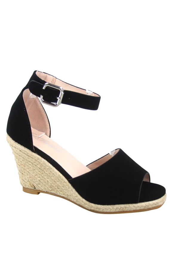 Angela-28 Women's Open Toe Ankle Strap Espadrille Wedge Sandals