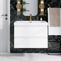 Angela 30" Wall-Mounted Bathroom Vanity in Glossy White with White Basin