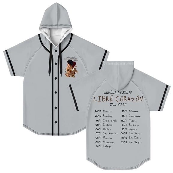 Angela Aguilar Libre Corazon Tour 2025 Hooded Baseball Jersey Short Sleeve Shirt Women Men Crewneck Tee