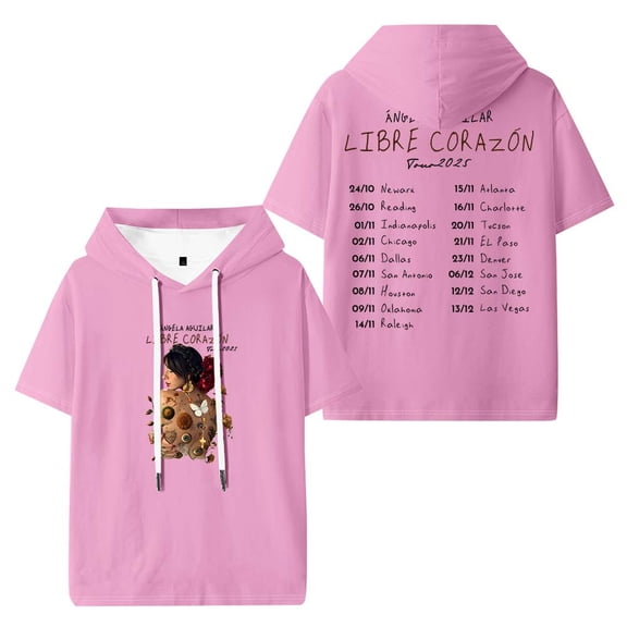 Angela Aguilar Libre Corazon Tour 2025 Hooded T-Shirts Women Men Short Sleeve Tee Casual Fashion Clothes