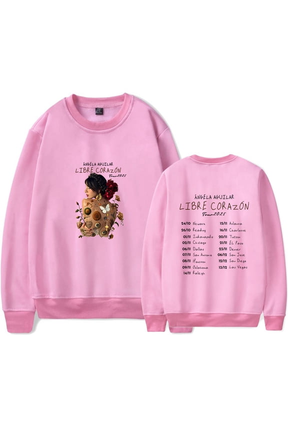 Angela Aguilar Libre Corazon Tour 2025 Sweatshirt Women Men Casual Crewneck Long Sleeve Pullover Clothes