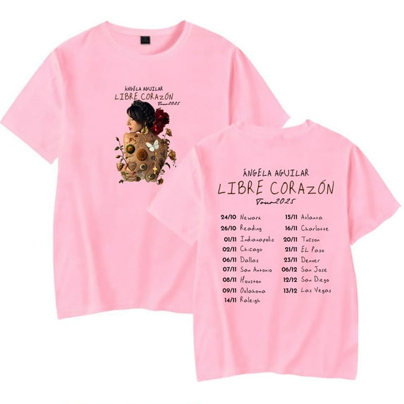 Angela Aguilar Libre Corazon Tour 2025 T-Shirt Women Men Casual Crewneck Short Sleeve Fashion Tee