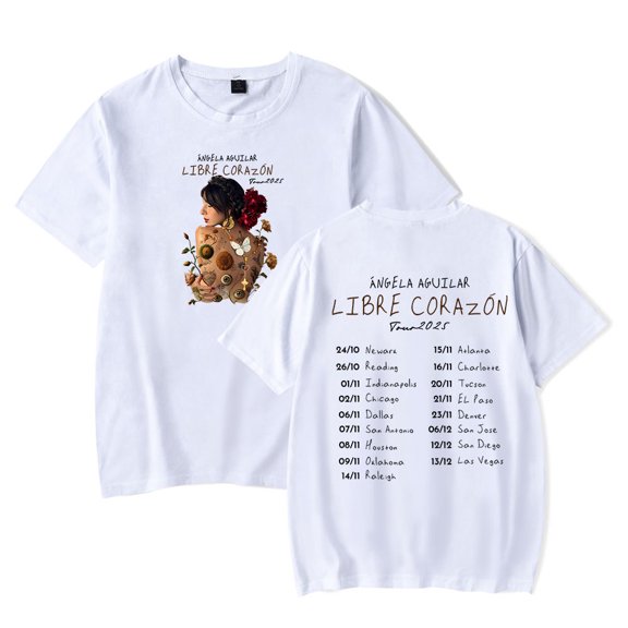 Angela Aguilar Libre Corazon Tour 2025 T-Shirt Women Men Casual Crewneck Short Sleeve Fashion Tee