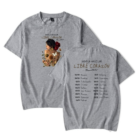 Angela Aguilar Libre Corazon Tour 2025 T-Shirt Women Men Casual Crewneck Short Sleeve Fashion Tee