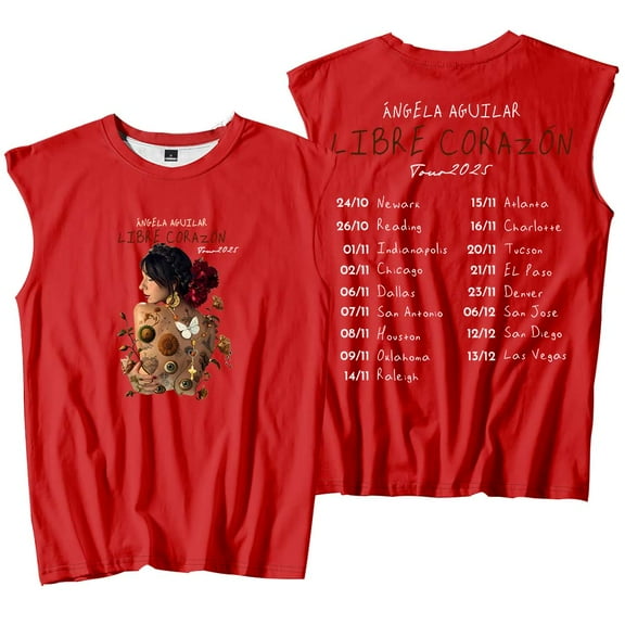 Angela Aguilar Libre Corazon Tour 2025 Tank Tops Sleeveless T-Shirt port Vest Women Men Casual Outdoor Sportwear