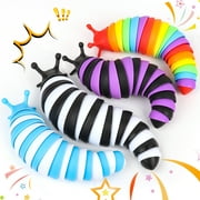 Angela & Alex 4 Pcs Fidget Toy Slug, Sensory Slug Toys for Autistic Kids & Adults, 3D Articulated Sensory Toys for Autistic, Strength Exercise & Stress Relief