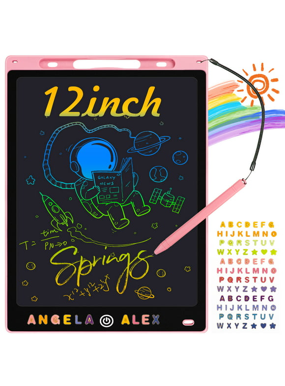 Angela & Alex LCD Writing Tablet, 12 Inch Erasable Doodle Board Mess Free Drawing Pad for Kids, Car Trip Educational Toys Birthday Christmas Gift for 3-8 Girls Boys(Pink)