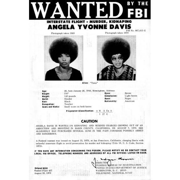 Angela Davis Fbi Wanted Poster History (18 x 24)