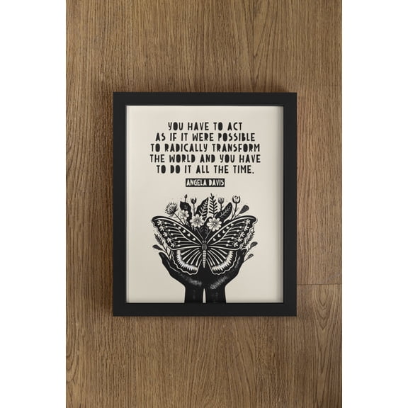 Angela Davis Poster Radically Transform The World, Angela Davis Print, Angela Davis Quote, Lino Style, Mindset Is Everything, Mindset Quote, Poster Only
