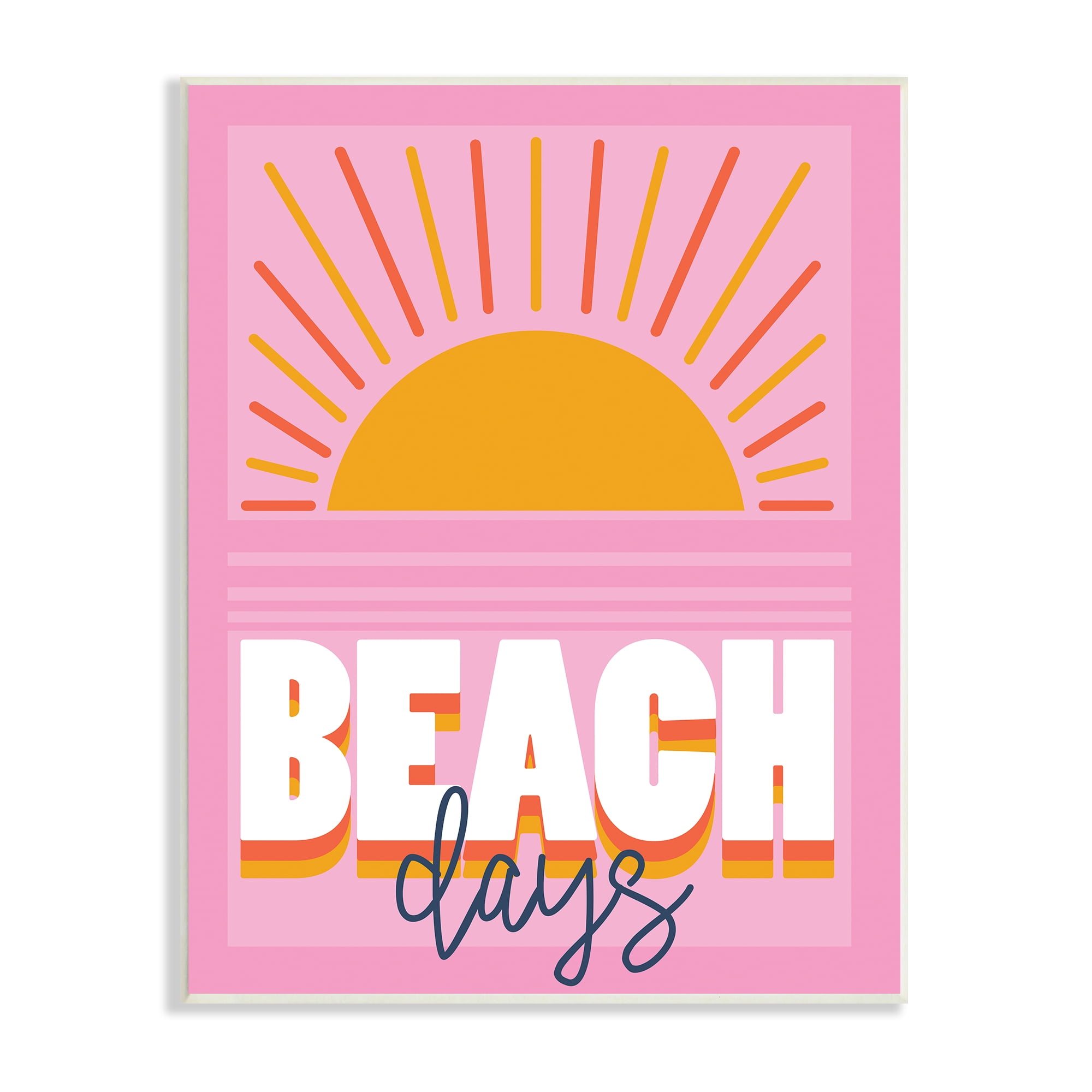 Stupell Industries Beach Days Quote Rising Sun Ray Horizon Pink, 10 x 15, Designed by Angela Nickeas