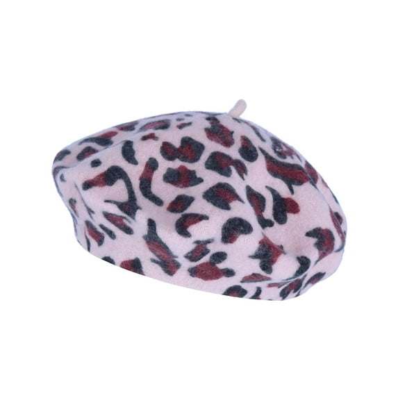 Angela & William French Leopard Print Wool Beret Hat (Women)