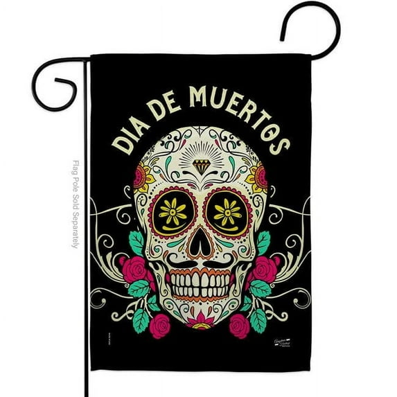 Angeleno Heritage  13 x 18.5 in. Dia De Muertos Garden Flag with Fall Day of Dead Double-Sided Decorative Vertical House Decoration Banner Yard Gift