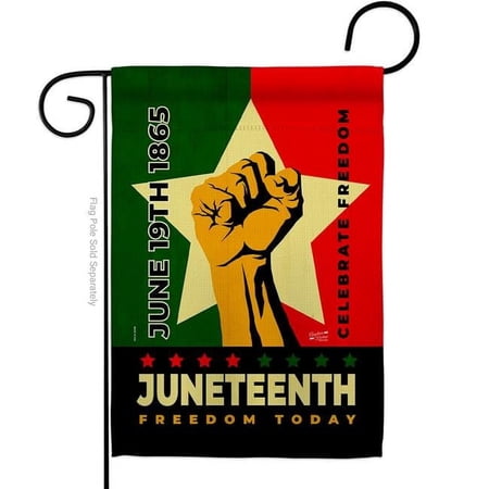 Angeleno Heritage 13 x 18.5 in. Juneteenth Day History Double-Sided Vertical House Decoration Banner Garden Flag, Black & Multi Color - Yard Gift