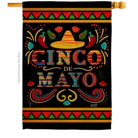 Angeleno Heritage 28 x 40 in. Fiesta de mayo Summertime Cinco Vertical House Flag with Double-Sided Decorative Banner Garden Yard Gift