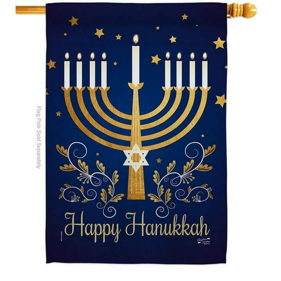 Angeleno Heritage 28 x 40 in. Happy Hanukkah House Flag with Winter Double-Sided Decorative Vertical Flags Decoration Banner Garden Yard Gift
