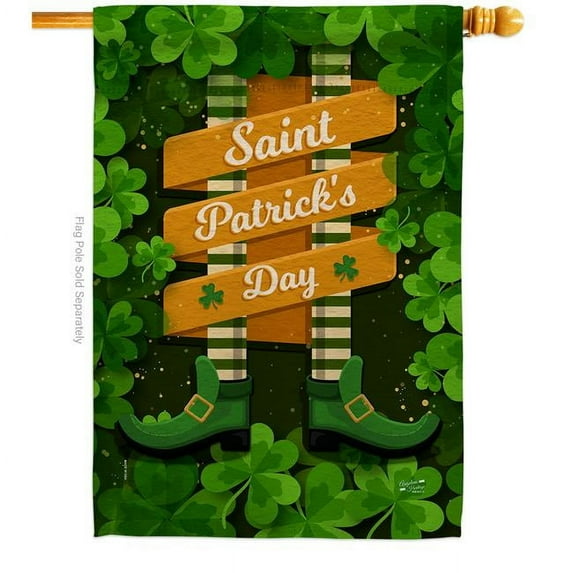 Angeleno Heritage 28 x 40 in. Leprechaun Legs House Flag with Spring St. Patrick Double-Sided Decorative Vertical Flags Decoration Banner Garden Yard Gift