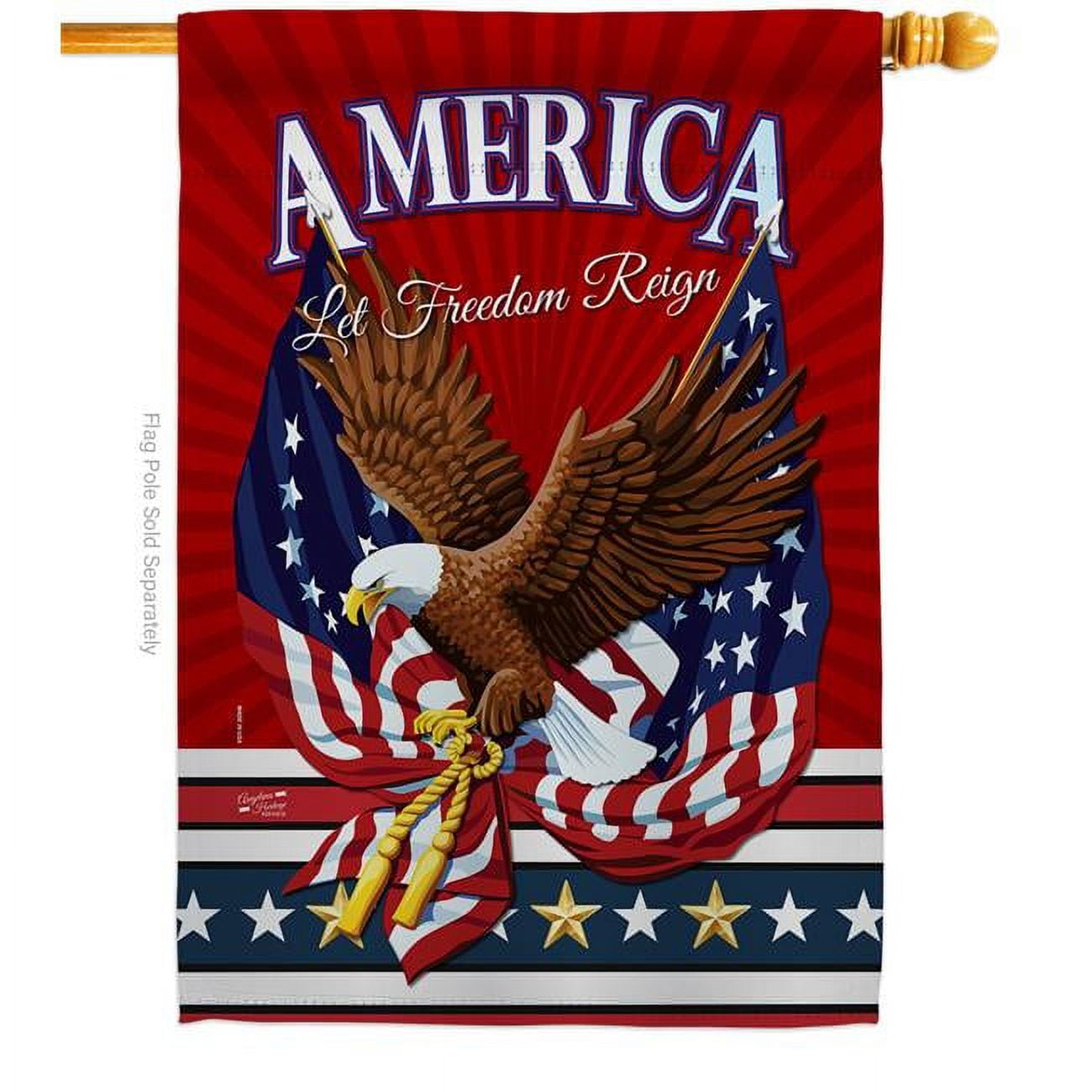 Let Freedom Reign Patriotic Eagle and Stars 28" x 40" Polyester House Flag