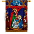 thumbnail image 1 of Angeleno Heritage  28 x 40 in. Stained Glass Nativity House Flag with Winter Double-Sided Decorative Vertical Flags Decoration Banner Garden Yard Gift, 1 of 1