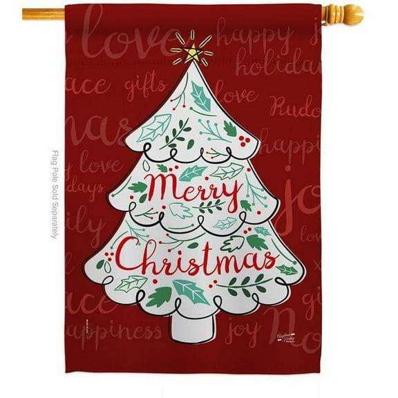 Angeleno Heritage  28 x 40 in. The Christmas Tree House Flag with Winter Double-Sided Decorative Vertical Flags Decoration Banner Garden Yard Gift