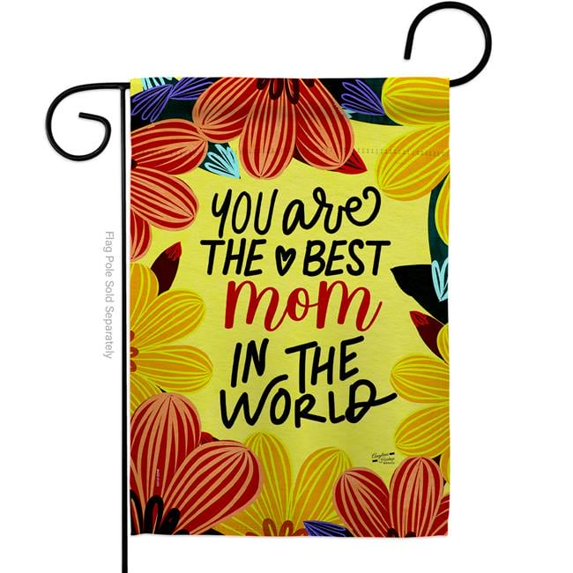 Angeleno Heritage G130364-BO 13 x 18.5 in. World Best Mom Family mother day Vertical Garden Flag with Double-Sided House Decoration Banner Yard Gift