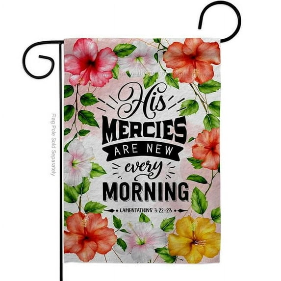 Angeleno Heritage G130382-BO 13 x 18.5 in. His Mercies Are New Religious Bible Verses Double-Sided Vertical House Decoration Banner Garden Flag - Yard Gift