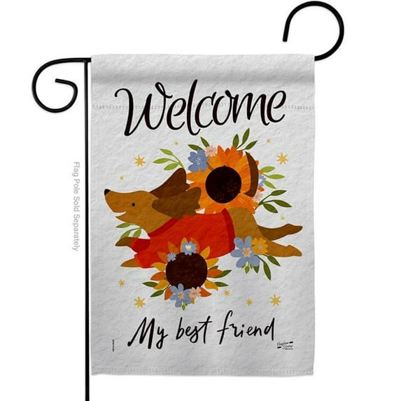 Angeleno Heritage G130402-BO 13 x 18.5 in. Welcome Best Friend Animals Dog Garden Flag with Double-Sided Decorative Vertical Flags
