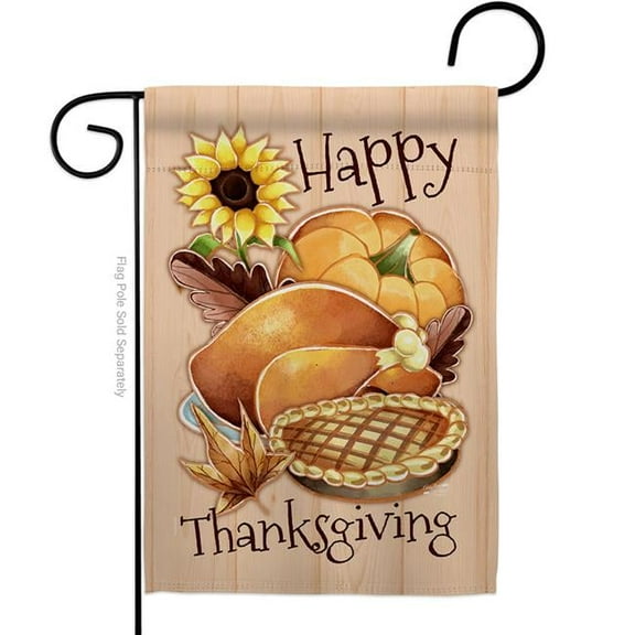 Angeleno Heritage G135076-BO 13 x 18.5 in. Happy Thanksgiving Feast Garden Flag with Fall Double-Sided Decorative Vertical Flags House Decoration Banner Yard Gift