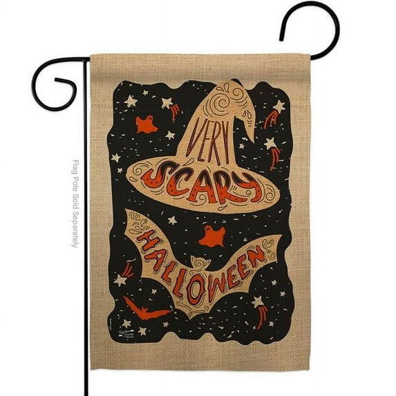 Angeleno Heritage G135094-BO 13 x 18.5 in. Very Scary Halloween Garden Flag with Fall Double-Sided Decorative Vertical Flags House Decoration Banner Yard Gift