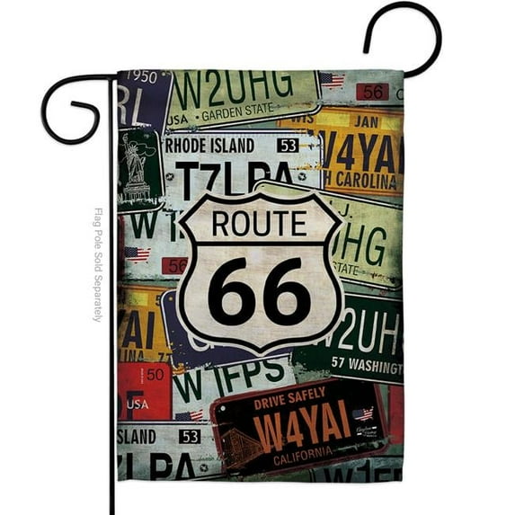 Angeleno Heritage G135161-BO 13 x 18.5 in. Route 66 Plates American USA Historic Vertical Garden Flag with Double-Sided House Decoration Banner Yard Gift