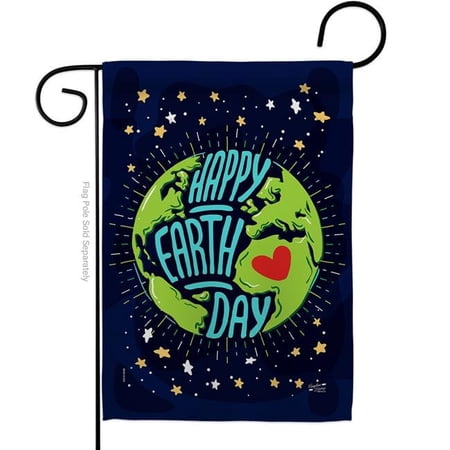 Angeleno Heritage G135176-BO 13 x 18.5 in. Happy Earth Day Sweet Life Double-Sided Decorative Vertical Garden Flags - House Decoration Banner Yard Gift