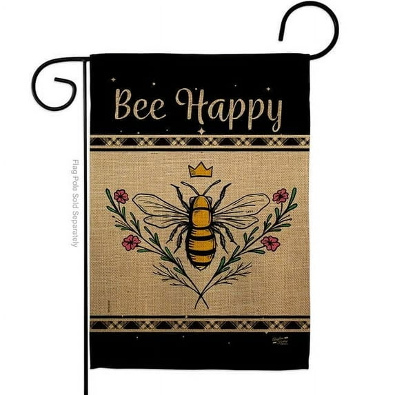 Angeleno Heritage G135208-BO Queen Bee Happy Friends Double-Sided Decorative Garden Flag, Multi Color