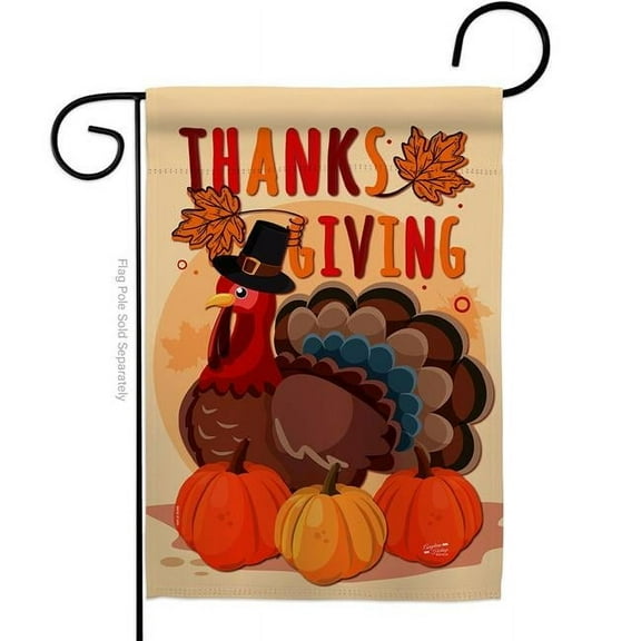 Angeleno Heritage G135239-BO 13 x 18.5 in. Thanksgiving Turkey Garden Flag with Fall Double-Sided Decorative Vertical Flags House Decoration Banner Yard Gift